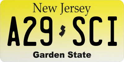 NJ license plate A29SCI