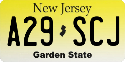 NJ license plate A29SCJ