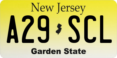 NJ license plate A29SCL