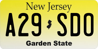NJ license plate A29SDO