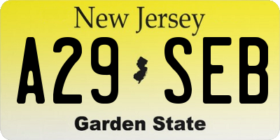 NJ license plate A29SEB
