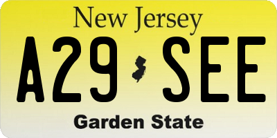 NJ license plate A29SEE