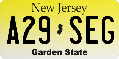 NJ license plate A29SEG