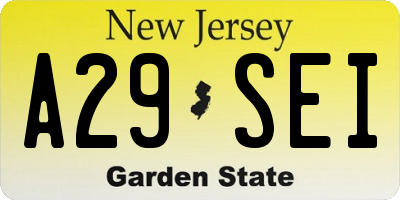 NJ license plate A29SEI