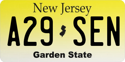 NJ license plate A29SEN