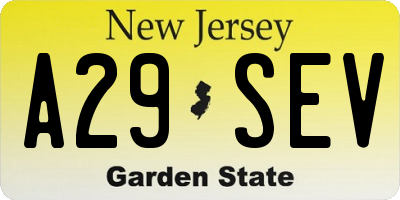 NJ license plate A29SEV