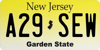 NJ license plate A29SEW