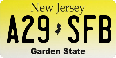 NJ license plate A29SFB