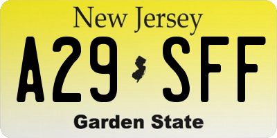 NJ license plate A29SFF