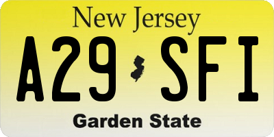 NJ license plate A29SFI