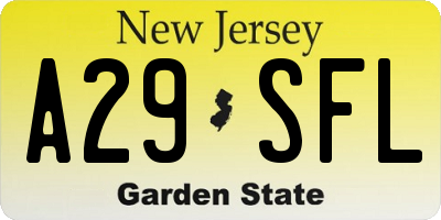 NJ license plate A29SFL