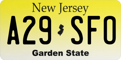 NJ license plate A29SFO