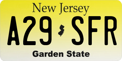 NJ license plate A29SFR