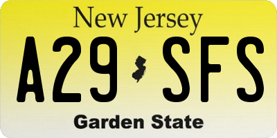 NJ license plate A29SFS