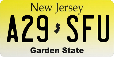 NJ license plate A29SFU