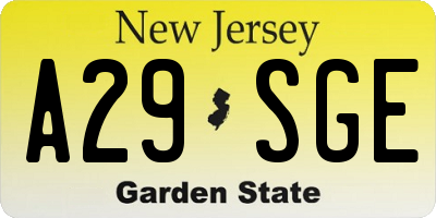 NJ license plate A29SGE