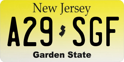 NJ license plate A29SGF