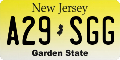 NJ license plate A29SGG