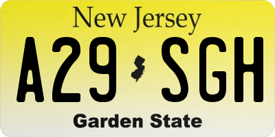 NJ license plate A29SGH