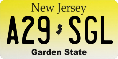 NJ license plate A29SGL