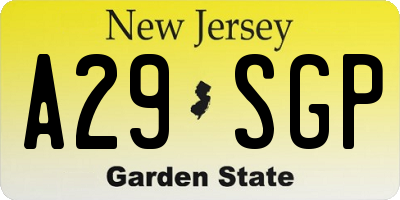 NJ license plate A29SGP