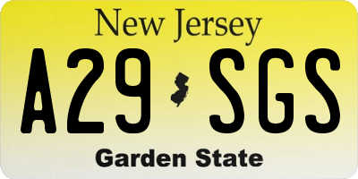 NJ license plate A29SGS