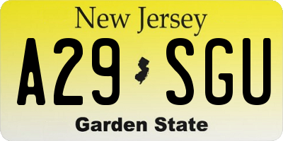 NJ license plate A29SGU