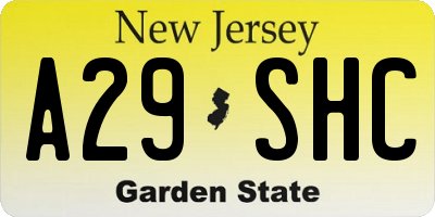 NJ license plate A29SHC