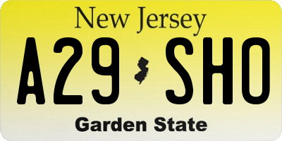 NJ license plate A29SHO