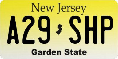 NJ license plate A29SHP