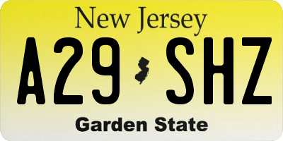 NJ license plate A29SHZ