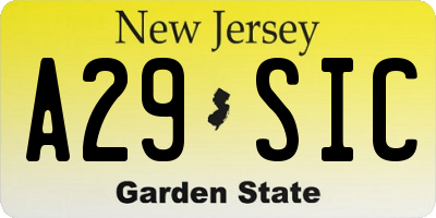 NJ license plate A29SIC