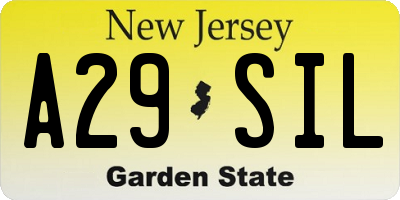 NJ license plate A29SIL