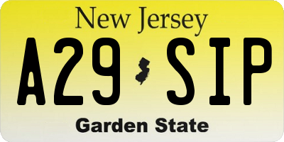 NJ license plate A29SIP