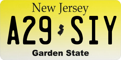NJ license plate A29SIY