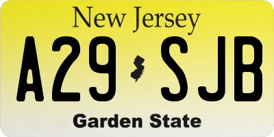 NJ license plate A29SJB