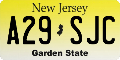 NJ license plate A29SJC