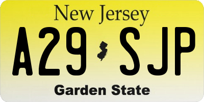 NJ license plate A29SJP