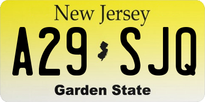 NJ license plate A29SJQ