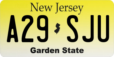 NJ license plate A29SJU