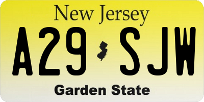 NJ license plate A29SJW