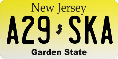 NJ license plate A29SKA
