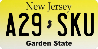 NJ license plate A29SKU