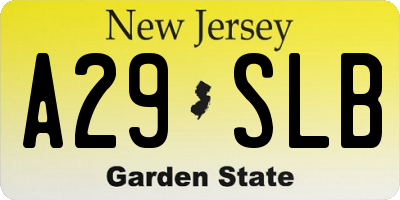 NJ license plate A29SLB