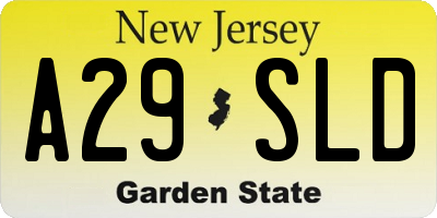 NJ license plate A29SLD