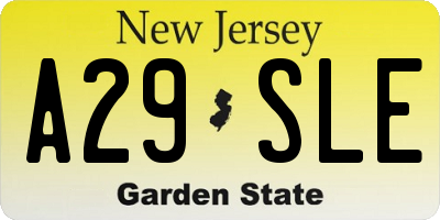 NJ license plate A29SLE