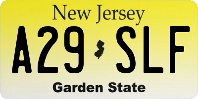 NJ license plate A29SLF