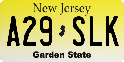 NJ license plate A29SLK