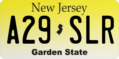 NJ license plate A29SLR