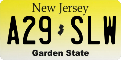 NJ license plate A29SLW